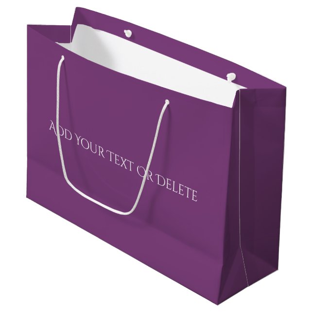 Trend Colours - Plum Purple Colour - Solid Large Gift Bag (Front Angled)