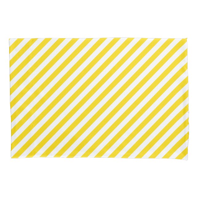 Trend Colours Yellow White Striped Elegant Pillow  Pillowcase (Front)