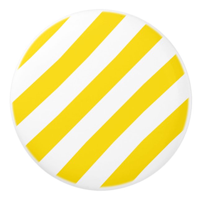 Trend Colours Yellow White Striped Template Modern Ceramic Knob (Front)