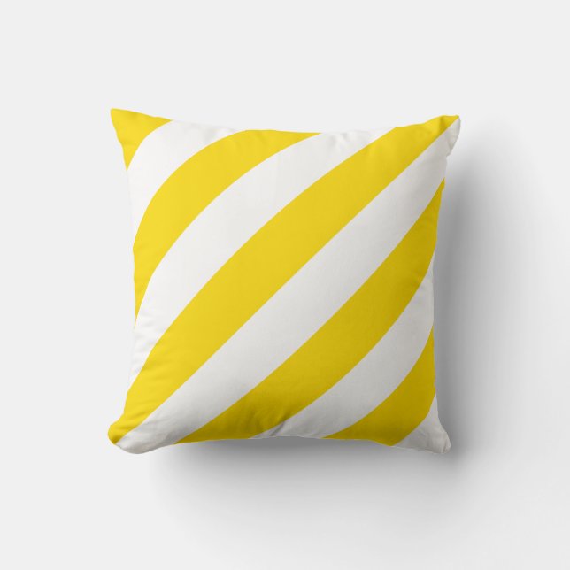 Trend Colours Yellow White Striped Template Modern Throw Pillow (Front)