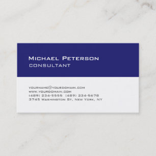 Trend Midnight Blue White Consultant Business Card