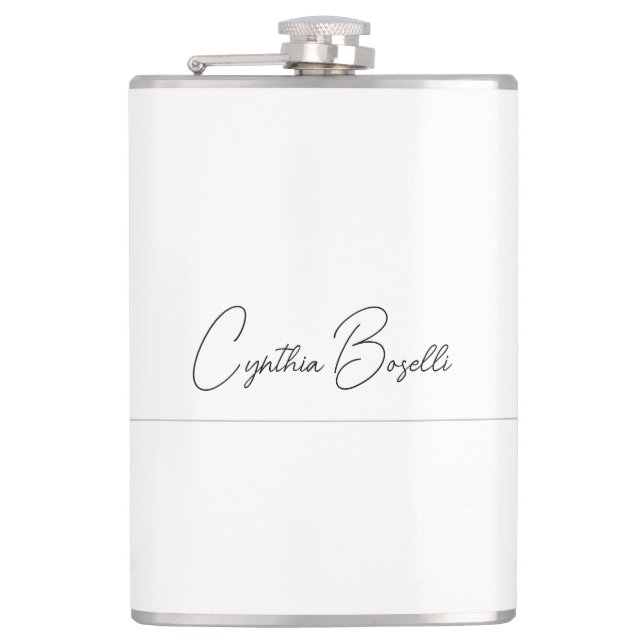 Trend Minimalist Modern Plain Calligraphy Template Hip Flask (Front)
