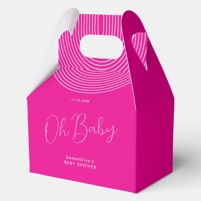 Trend Pink Baby Shower Script Favor Box (Front)