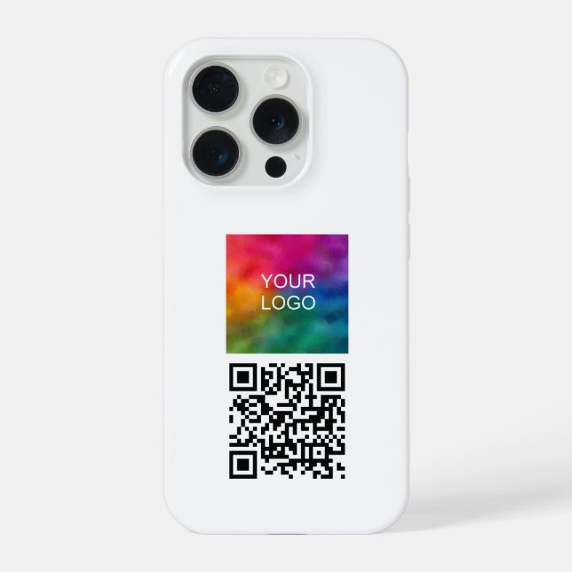 Trend QR Code Upload Logo Template Elegant White iPhone Case (Back)