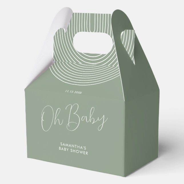 Trend Sage Green Baby Shower Script Favor Box (Front)
