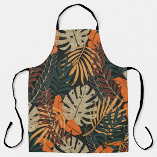 Trend seamless tropical pattern with bright orange apron