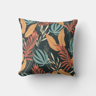 Trend seamless tropical pattern with bright yellow throw pillow