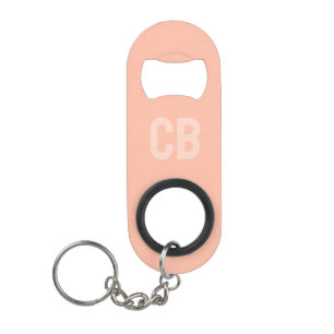 Trend Soft Peach Monogram Stainless Steel Keychain Bottle Opener
