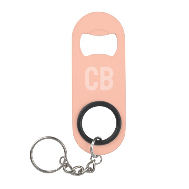 Trend  Soft Peach Monogram Stainless Steel Keychain Bottle Opener (Front)