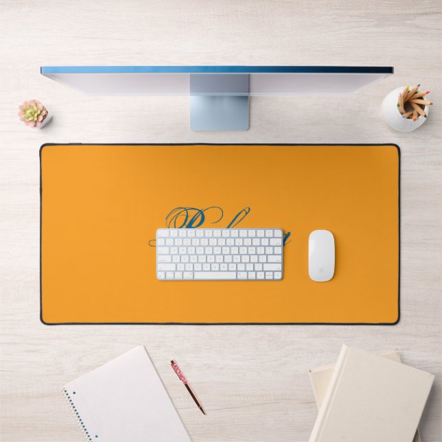 Trend Tech blue & Dahlia Orange colour Personalize Desk Mat (Office 1)