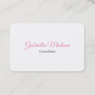 Trend White Creative Plain Unique Stylish Feminine Business Card
