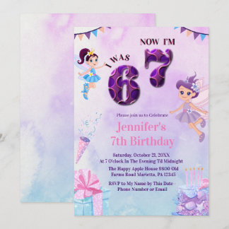 Trending 6 7 Meme Ballerina Girl Fairy Birthday Invitation