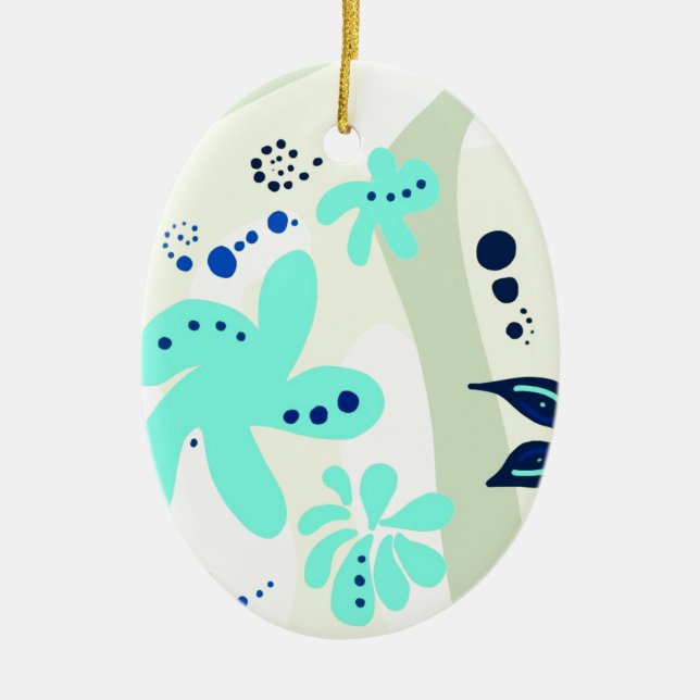 Trending abstract Pattern light colour floral blob Ceramic Ornament (Front)