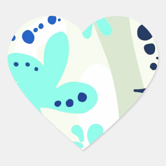Trending abstract Pattern light colour floral blob Heart Sticker (Front)