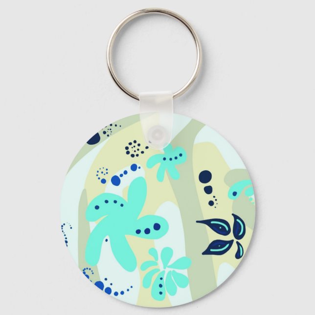 Trending abstract Pattern light colour floral blob Keychain (Front)