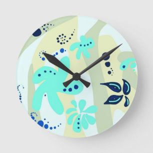 Trending abstract Pattern light colour floral blob Round Clock