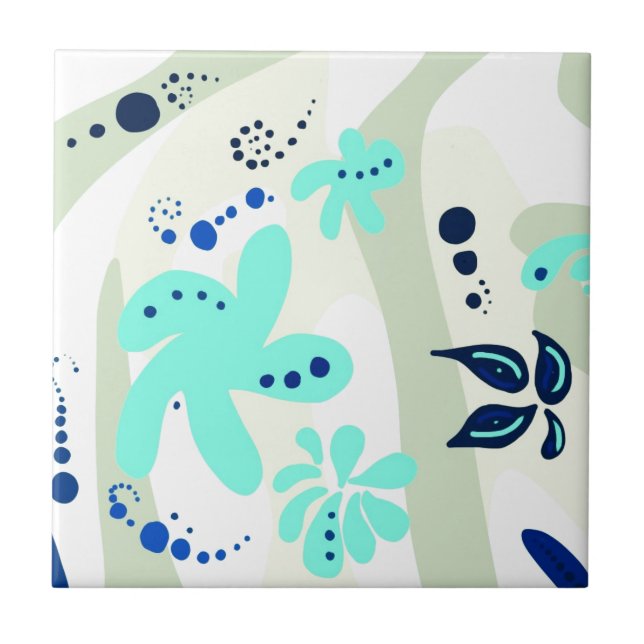 Trending abstract Pattern light colour floral blob Tile (Front)