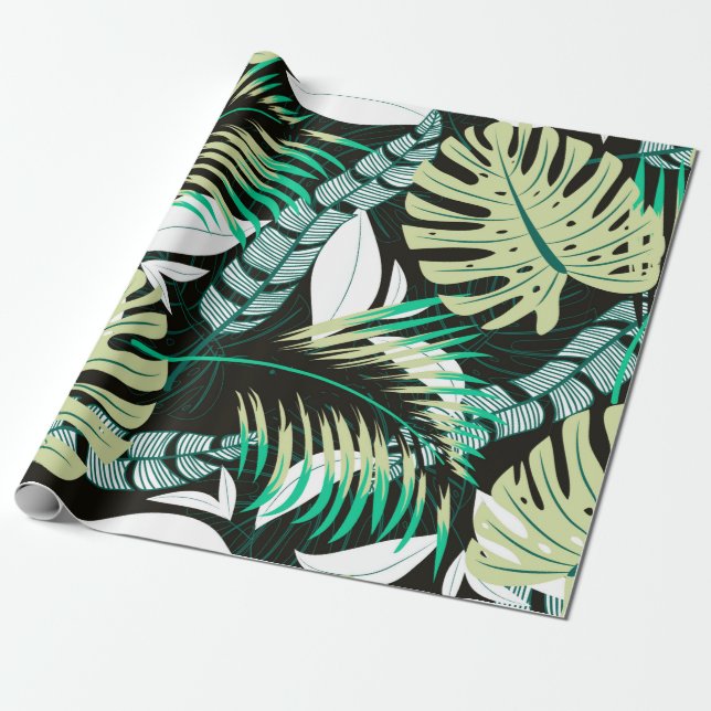 Trending bright seamless pattern with colourful tr wrapping paper (Unrolled)