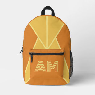 Trending Burnt Orange and Cream Geometric Monogram Printed Backpack
