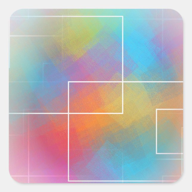 Trending Colourful Blank Template Modern Abstract Square Sticker (Front)