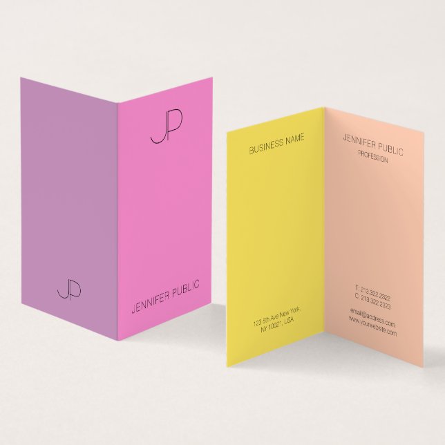 Trending Colours Elegant Modern Monogram Template Business Card (Inside and Outside)