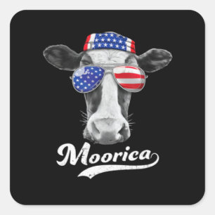 Trending Cow 4Th Of July Moorica Square Sticker