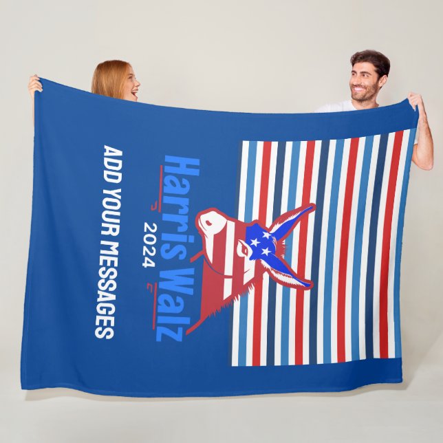 Trending Custom Text Kamala Harris Walz Donkey  Fleece Blanket (In Situ)