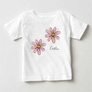 Trending Daisy Blush pink inky art Baby T-Shirt