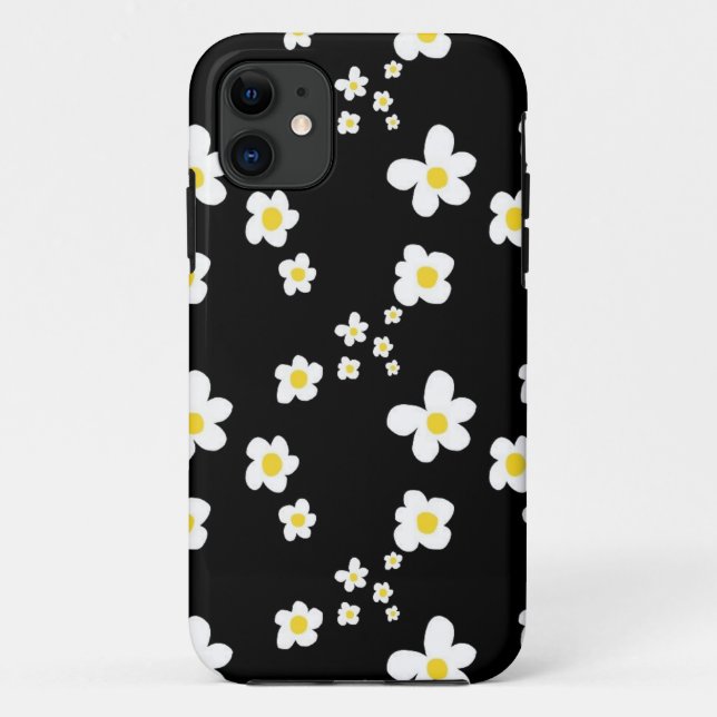 Trending daisy pattern black yellow white, modern Case-Mate iPhone case (Back)