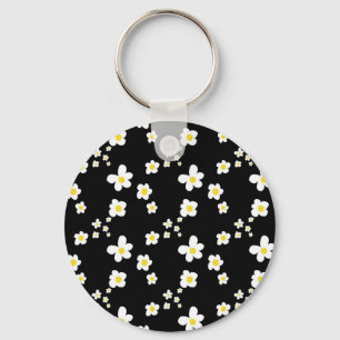 Trending daisy pattern black yellow white, modern keychain