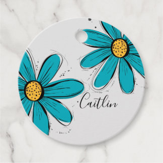 Trending Daisy teal inky art Gift Tags