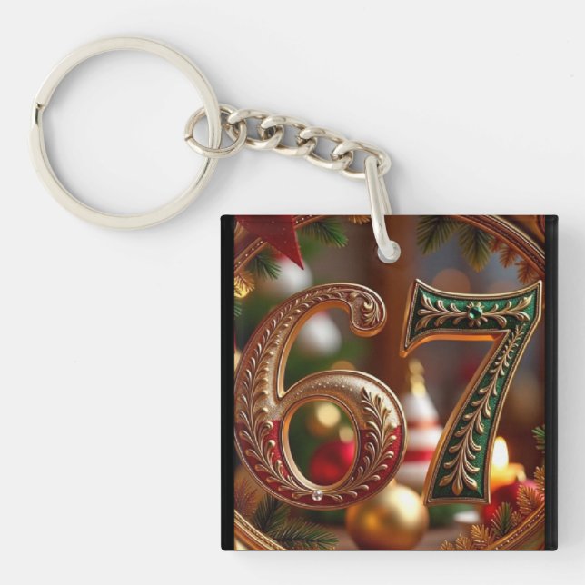 Trending Elegant Six Seven Christmas Meme Keychain (Front)