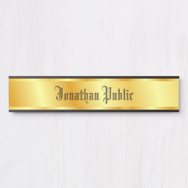 Trending Gold Look Nostalgy Typography Script Name Door Sign (Front)