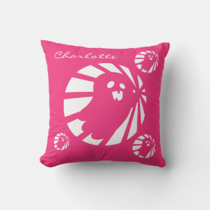 Trending Halloween Cute Pink Fuchsia & White Ghost Throw Pillow