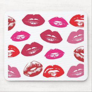Trending Kisses pattern luscious pink lips mwah! Mouse Pad