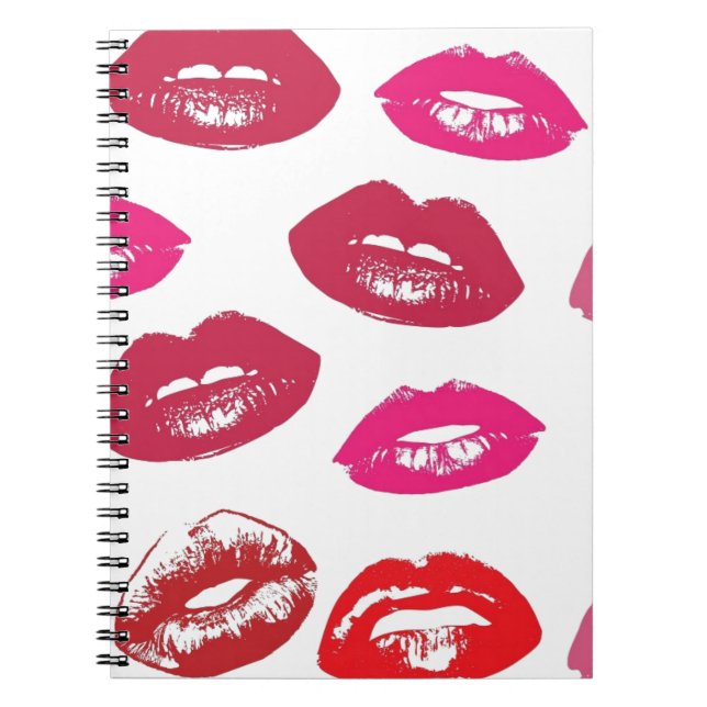 Trending Kisses pattern luscious pink lips mwah! Notebook (Front)