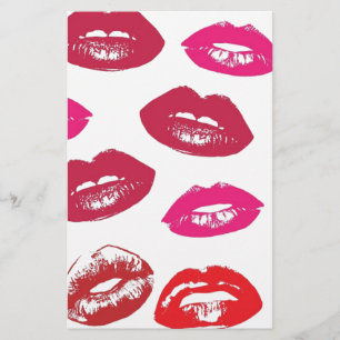 Trending Kisses pattern luscious pink lips mwah! Stationery