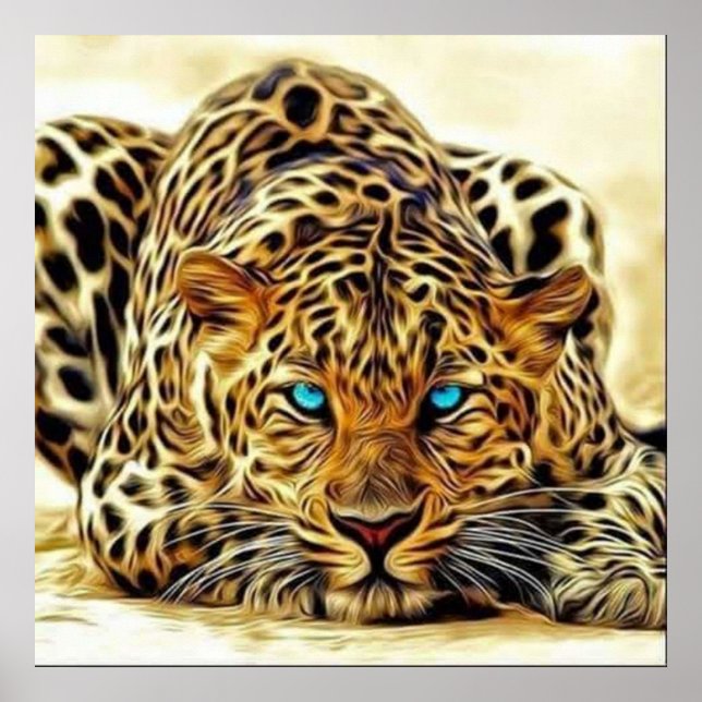 Trending Leopard Blue Eyes Poster (Front)