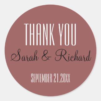 Trending Marsala Wedding Thank You Classic Round Sticker