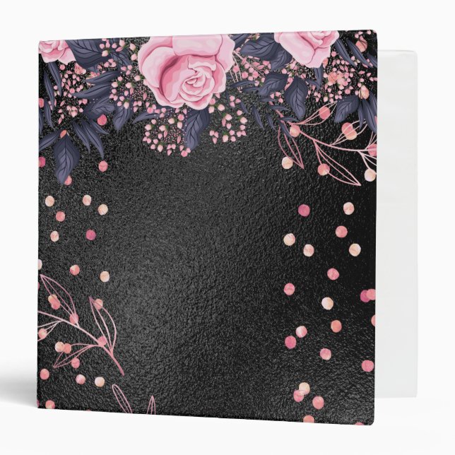Trending Metallic Floral Stationery Budget Girly Binder (Front/Inside)