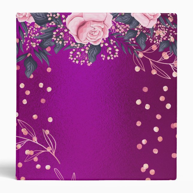 Trending Metallic Floral Stationery Budget Girly Binder (Front)