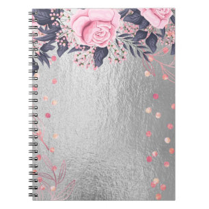 Trending Metallic Floral Stationery Budget Girly Notebook