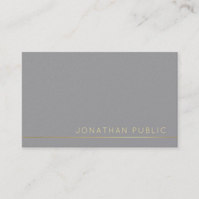 Trending Modern Elegant Grey Pearl Finish Luxury Business Card (Front)