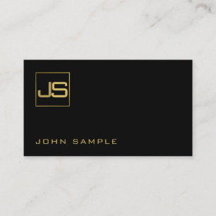 Trending Modern Monogram Stylish Black Gold Business Card