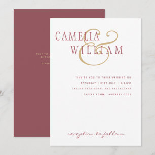 Trending Modern Wedding Dusty Rose Pink Gold Invit Invitation