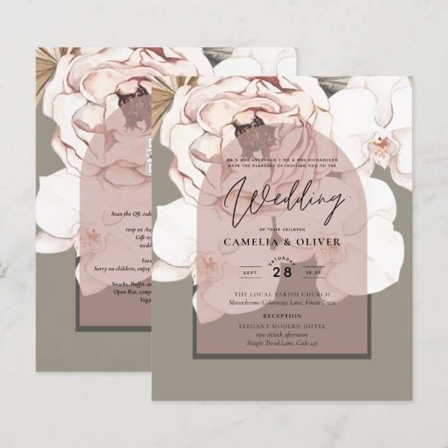 Trending MOSS BLUSH WEDDING Sage Dusty Pink (Front/Back)
