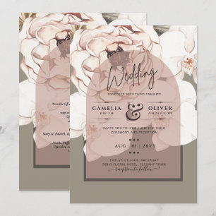 Trending MOSS BLUSH WEDDING Sage Dusty Pink Invitation