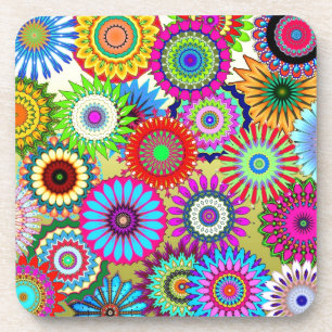 Trending Psychadelic Flower Power Print Accessory Coaster