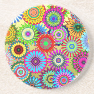 Trending Psychadelic Flower Power Print Accessory Coaster