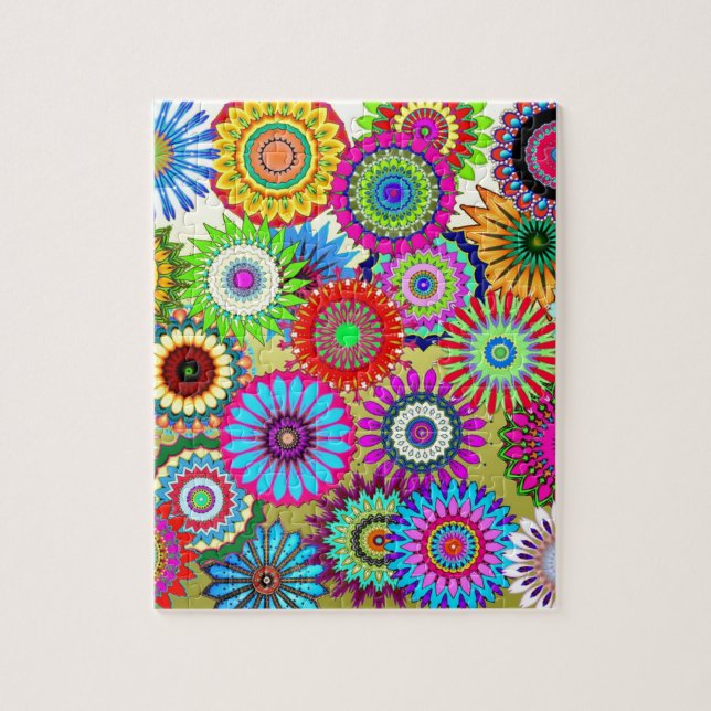 Trending Psychadelic Flower Power Print Accessory Jigsaw Puzzle (Vertical)